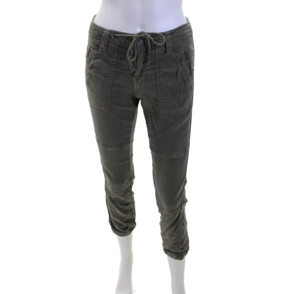 Joie Women Cropped Cargo Pants Green Button Size 23